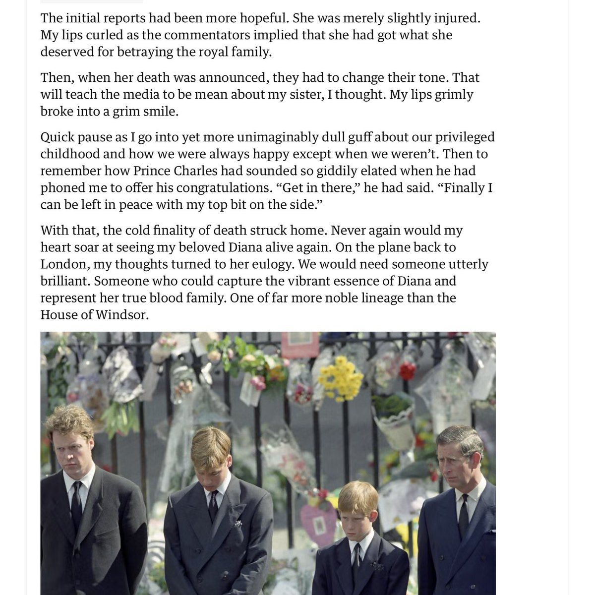 Charlesvoicema1's tweet photo. Serendipity: the faculty of making fortunate discoveries by accident.... and the Internet is perfect for that!

A Guardian article by John Crace. Highly recommended! Had me overflowing my incontinence pads! 

He does not just rip Swan Song into pieces, he puts it through the shredder, removes all the lengths, and puts them back through sideways!

Did you know that CP wrote a eulogy? 🤔🤔😂