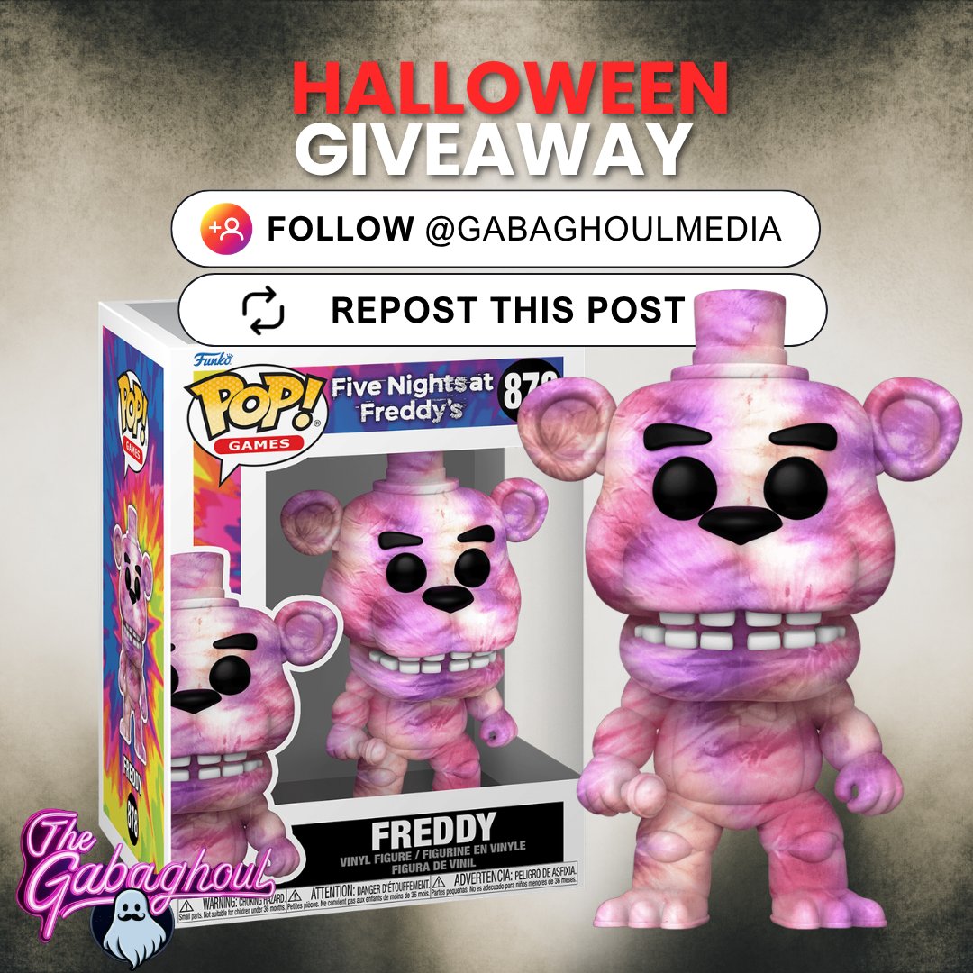 GabaghoulMedia's tweet photo. 🎃Halloween GIVEAWAY TIME!
Win a Freddy Tie-Dye (Five Nights at Freddy's) Funko Pop!
How to Enter:
-Follow @GabaghoulMedia 
-Repost This Post

Giveaway ends Halloween at 11:59pm!