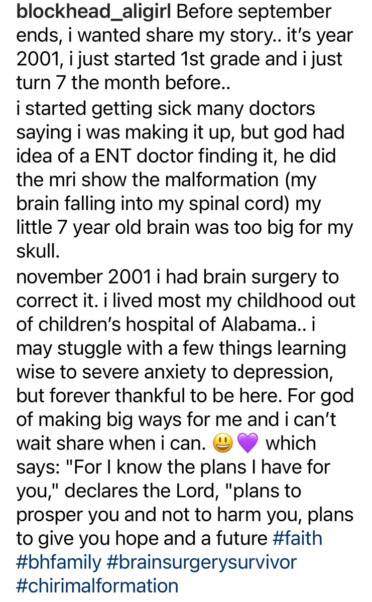 Ali_stepbyfaith's tweet photo. my story🧠💜#BrainSurgerySurvivor #faith #chirimalformation https://t.co/qMU7uQRAxj