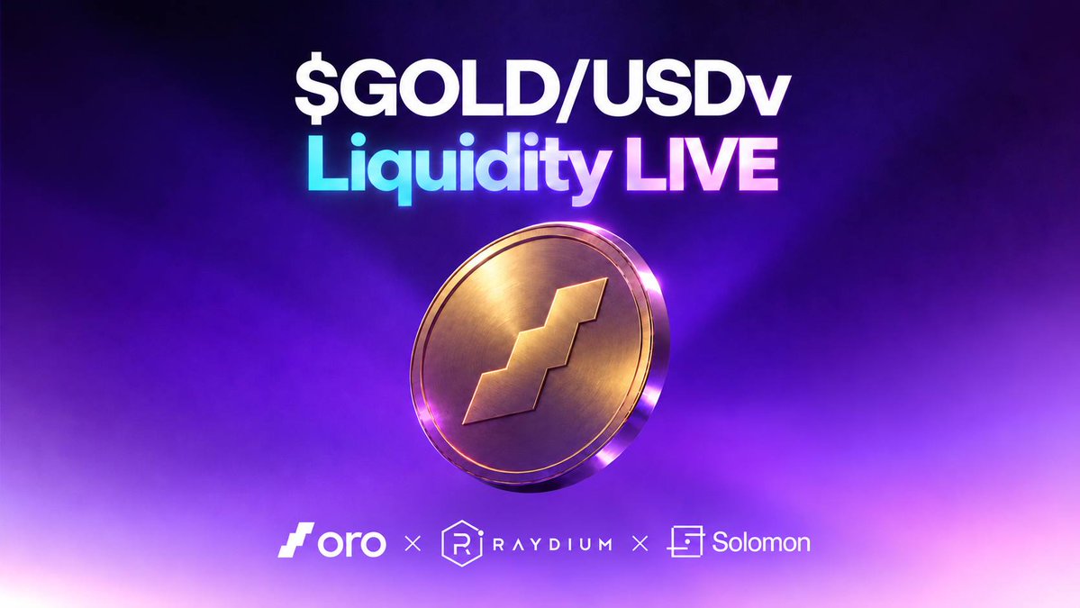 Raydium's tweet photo. GOLD/USDv liquidity is now live on Raydium. https://t.co/CiFVZh9ob8