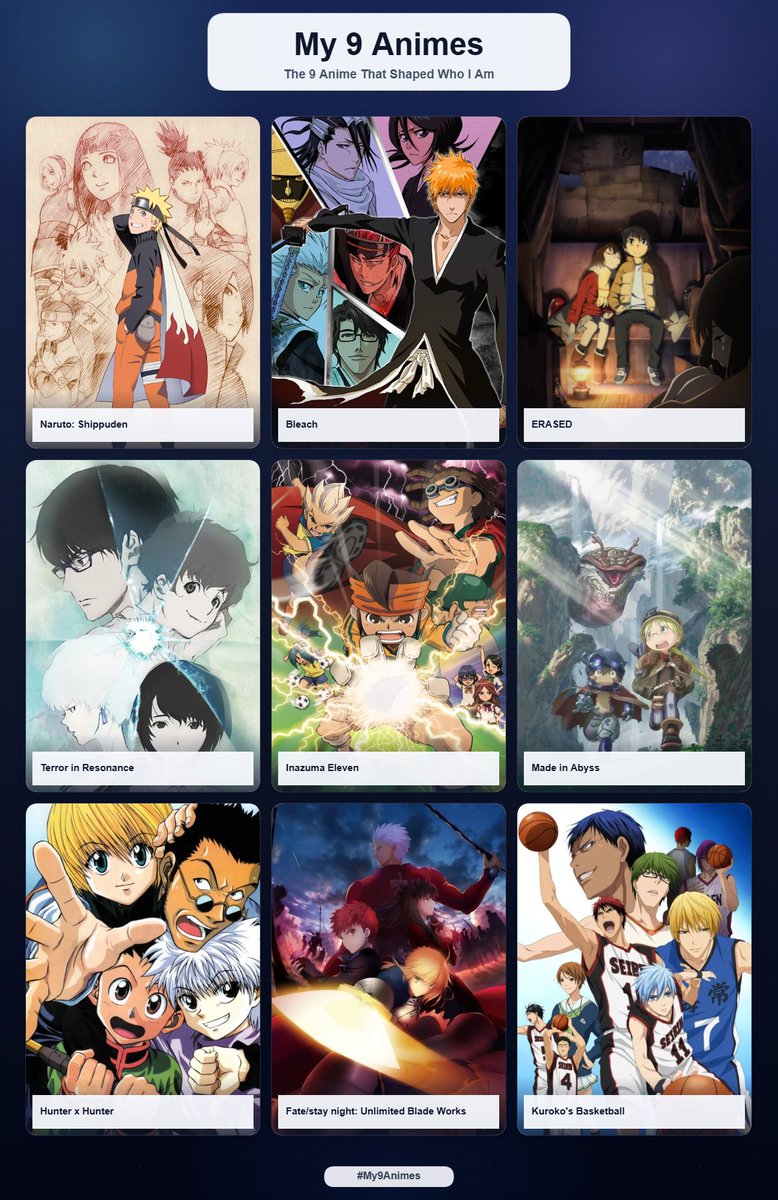 Mewrival_'s tweet photo. Mes 9 Animes froidement https://t.co/kFbZR021xF