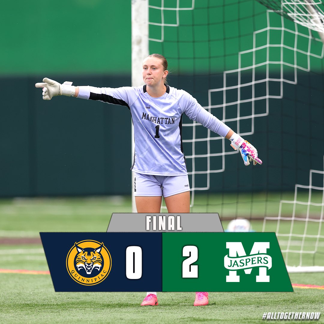 JaspersWSOC's tweet photo. 𝟒-𝟎 𝐀𝐓 𝐇𝐎𝐌𝐄 🏡
Your Jaspers get another win inside Gaelic for a 2-0 win over Quinnipiac 🔥
Olivia McMaster and Lauren Ahearn each found the back of the net to elevate your Jaspers to 2-1-1 inside the @MetroConfSports ‼️
#GoJaspers | #AllTogetherNow 🟢⚪️ https://t.co/btku4Yrmnq