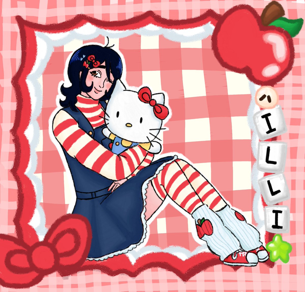 keroiine's tweet photo. Illi and Hello Kitty are both adorbs &amp; 5 apples tall 🍎/⁠ᐠ⁠｡⁠ꞈ⁠｡⁠🎀ᐟ⁠\ #mcr https://t.co/W0T9tsyfOM