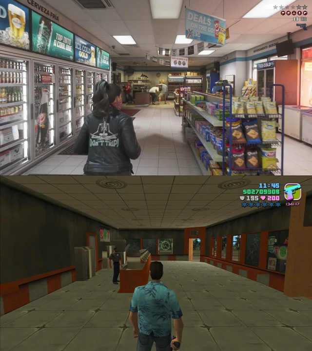 Urban_GTA_6's tweet photo. GTA Vice City (2002) vs. GTA 6 (2026). 💫

u/wasservilla https://t.co/k8o38PIPNN