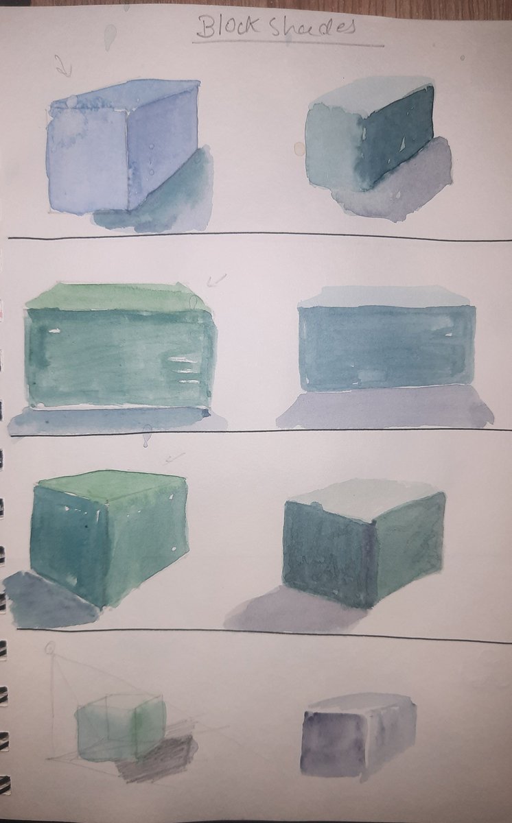 AdhiKalam's tweet photo. Cubes in different light 
#watercolor #watercolorpainting
#cubes #values #practice #painting https://t.co/wvMr0GaJDU