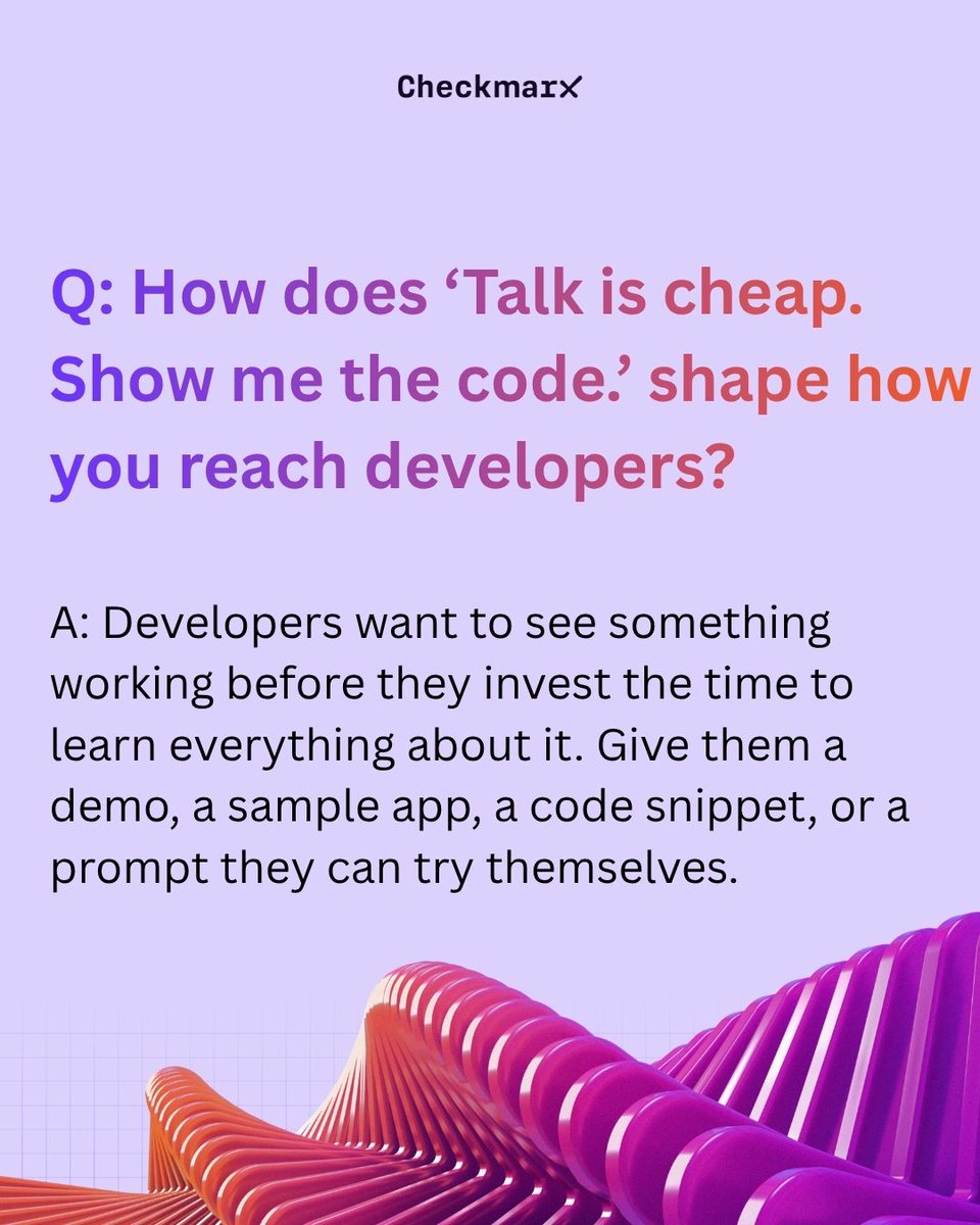 Checkmarx's tweet photo. Developers are at the center of how software gets built, so they need to be at the center of the security conversation too.

That’s a big part of what @TessaMero is focused on as our Director of Developer Advocacy, building stronger connections with the developer community, listening to what they actually need, and bringing those insights back into Checkmarx.

Tessa recently sat down with @hackernoon to share her approach to DevRel, developer experience, community, and what she’s excited to build here.

Get to know her and read the full conversation: https://t.co/gI5oHWSOdO