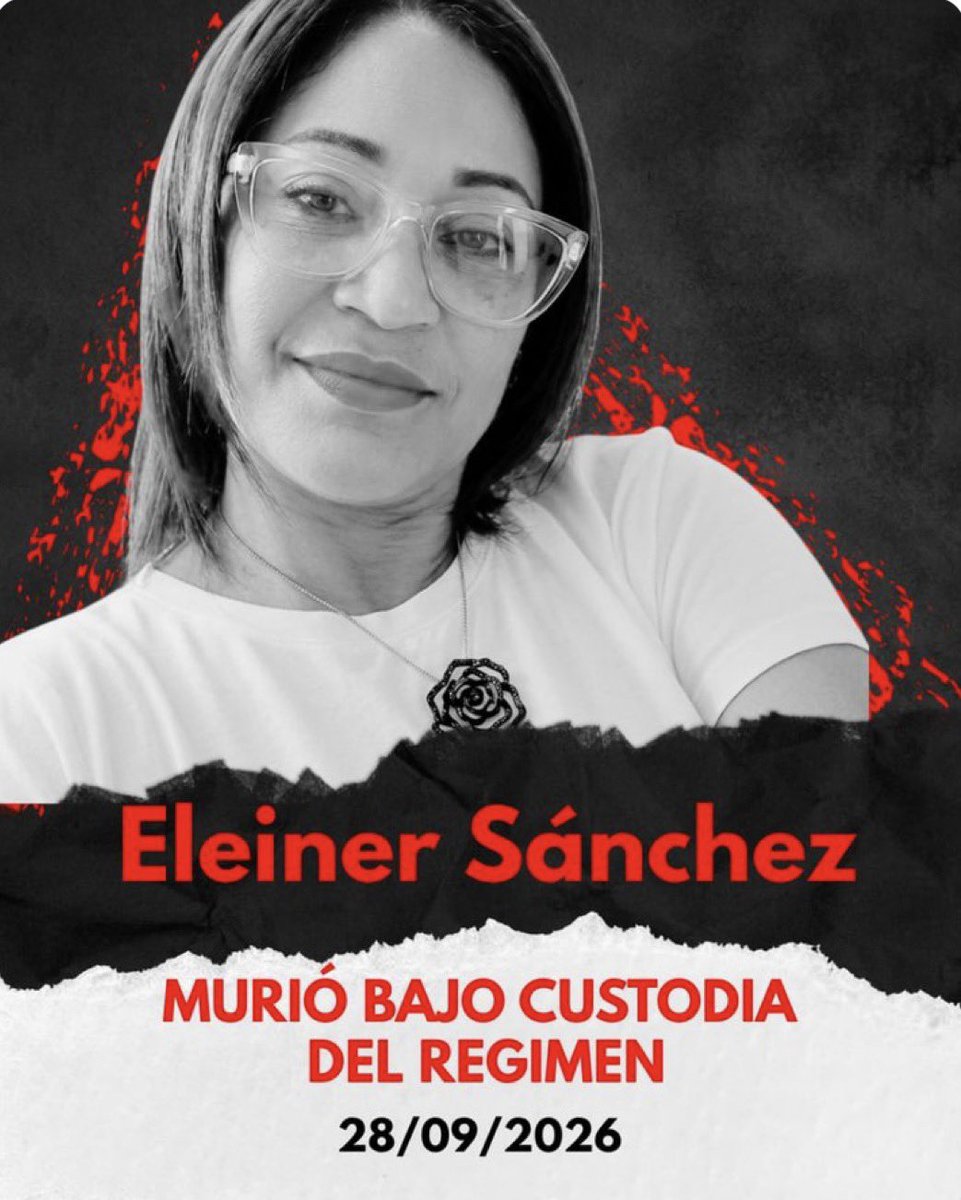 ovierablanco's tweet photo. Atención. @IntlCrimCourt Muere bajo custodia del régimen la presa política Eleiner Sánchez. Gracias al diputado @JuanPabloGve por su denuncia e información. 

Hoy lunes 28 de Septiembre 2026, falleció Eleiner Sánchez. Fue trasladada de emergencia del Centro de Reclusión La Crisálida al Hospital Victorino Santaella de Los Teques por una obstrucción intestinal severa.

Sánchez permanecía encarcelada desde 2024 en Guárico. Durante su cautiverio, fue sometida a condiciones inhumanas. Su muerte en manos del Estado es un nuevo crimen de lesa humanidad perpetrado por el funcionarios del Estado Venezolano, que llevaremos a la justicia penal internacional. 

Nos unimos a las expresiones de tristeza e indignación por este aberrante hecho al tiempo de expresar igualmente nuestras sentidas condolencias a sus familiares y amigos. Paz a su alma. 

Nota Importante: Según el Observatorio Venezolano de Prisiones, [OVP] más de 2.500 personas han muerto bajo custodia del Estado venezolano desde que Nicolás Maduro asumió el poder en 2013. Dentro de ese universo se encuentran al menos 27–28 presos políticos identificados por organizaciones de DDHH como @_Provea @JEPvzla y el @ForoPenal , varios de ellos en circunstancias asociadas a falta de atención médica, malos tratos o presuntas torturas.
Llevaremos esta incidencia a la Corte Penal Internacional de La Haya.

#QueHayaJusticiaEnLaHaya