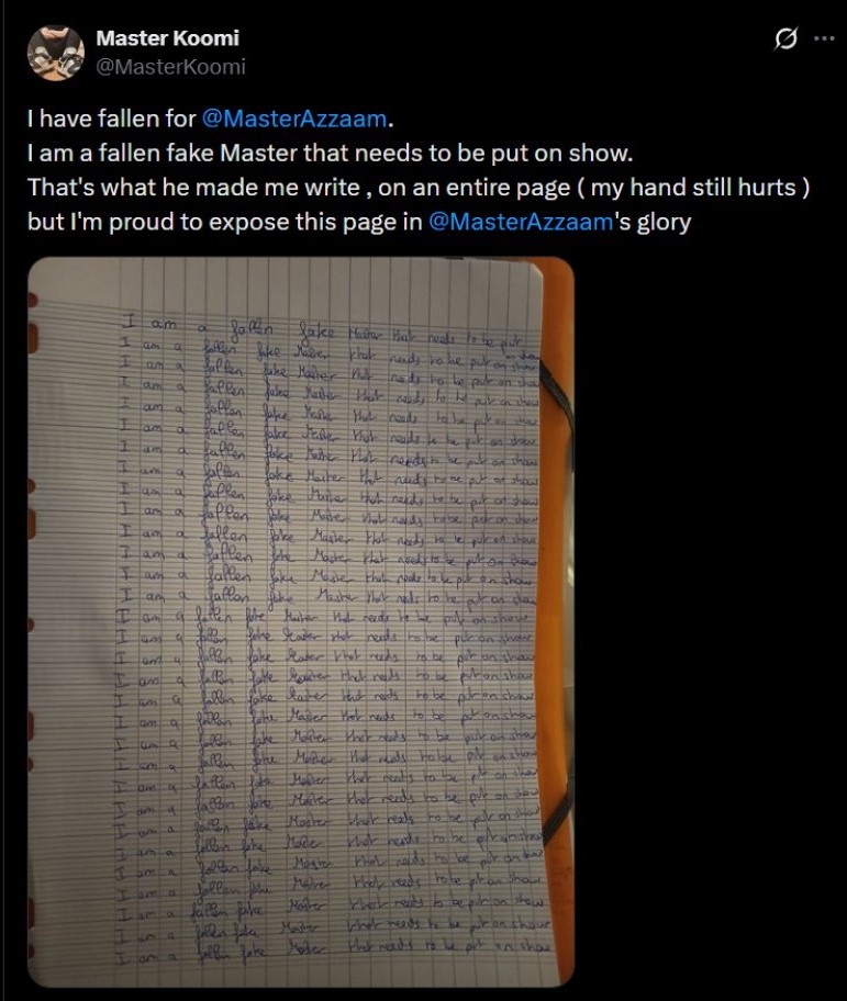 MasterAzzaam's tweet photo. Another 'Master' down. I'll expose all these fake fags. https://t.co/cOOtnU206c