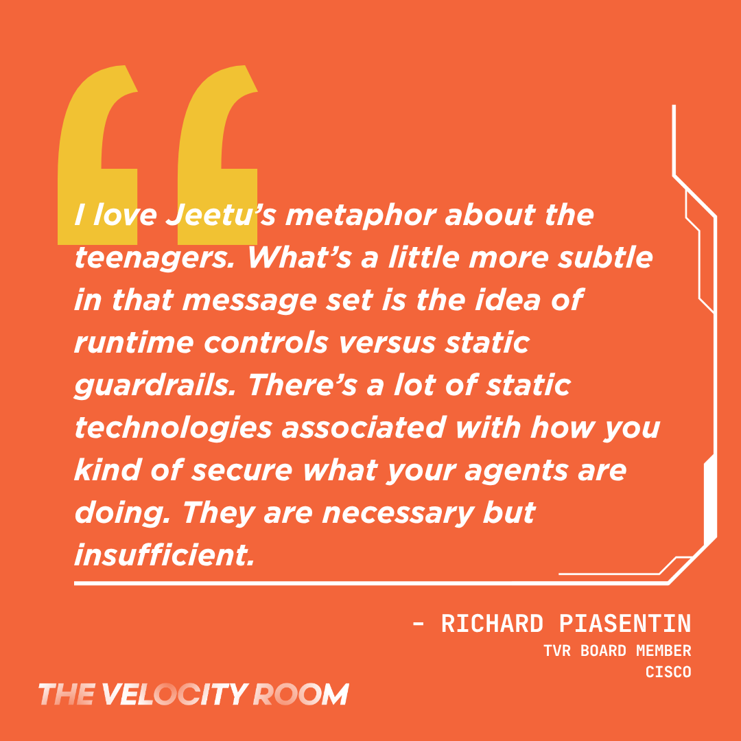 thevelocityroom's tweet photo. AI agents can be highly capable and still make bad decisions.

In this clip from TVR's Ai4 Debrief conversation, Brad Tompkins and Richard Piasentin dive into the metaphor of AI agents being teenagers.

https://t.co/KeXYGdIxl2 https://t.co/Xhm0xZc93D