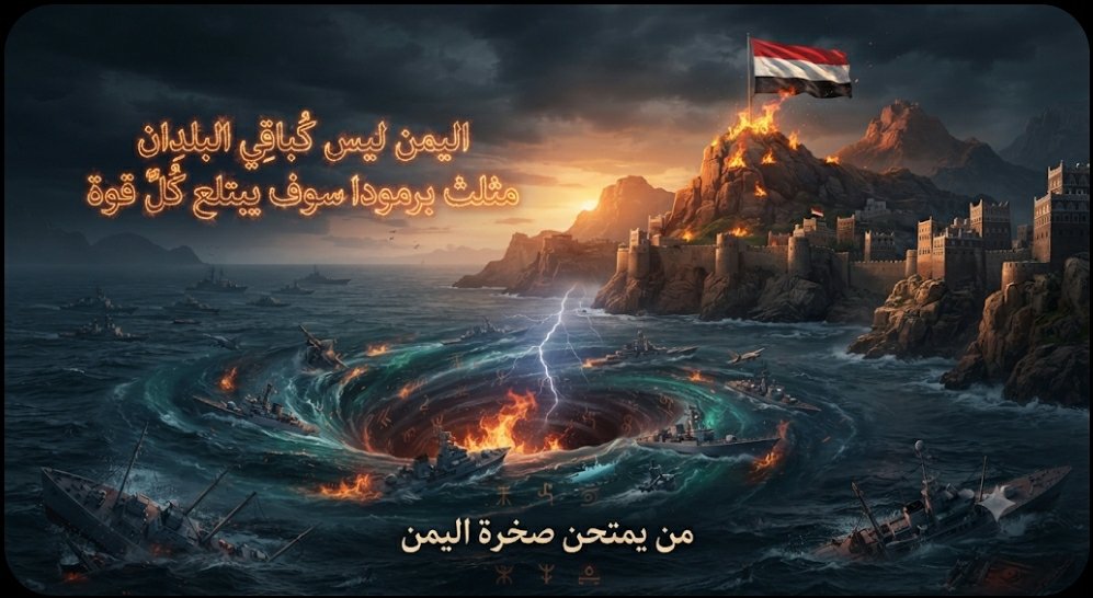 sdjii00's tweet photo. Yemen is unlike any other country, and its Himyarite might is not merely a fleeting force, but a true "Bermuda Triangle" that will swallow all forces of aggression and alliances that stand against it. Whoever tests the rock of Yemen should know that the storms of history have https://t.co/Ii9cv8FsIx