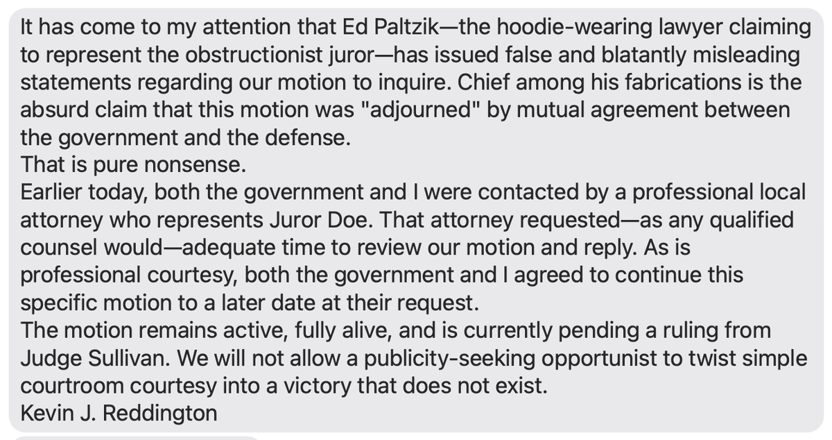 BrianEntin's tweet photo. Lindsay Clancy's defense attorney Kevin Reddington says the motion to investigate the holdout juror was not "adjourned." https://t.co/4qFnNklvwP