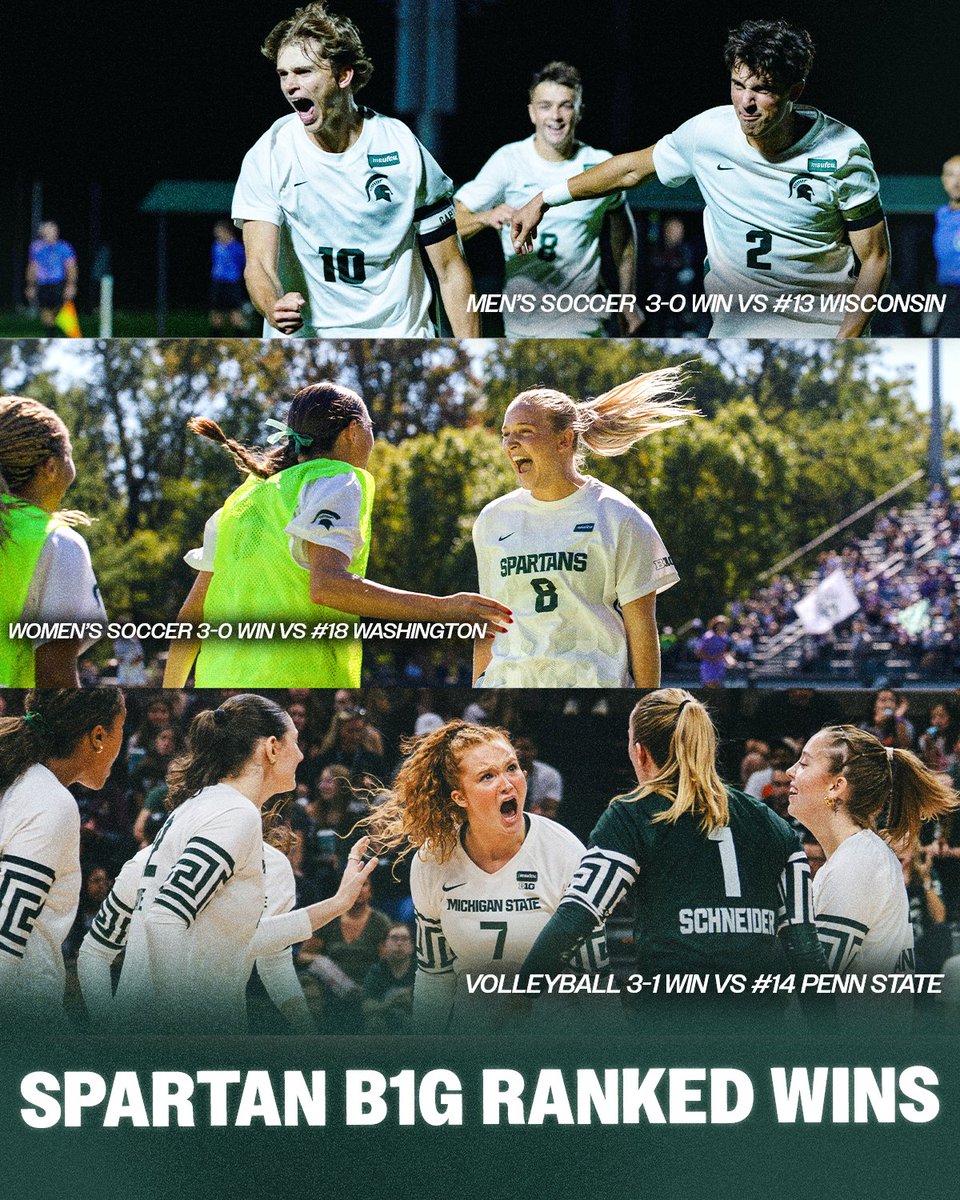 MSU_Athletics's tweet photo. A 3-0 weekend against ranked opponents in EL 🟢⚪️ https://t.co/5KvGCqvr6v