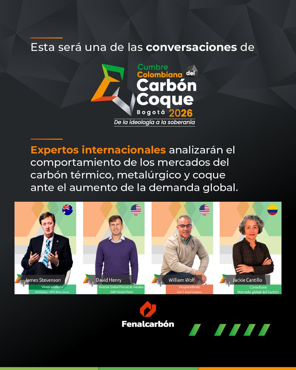fenalcarbon's tweet photo. 📅 28 y 29 de octubre | Bogotá​
De la ideología a la soberanía.​

#CumbreDelCarbón2026 https://t.co/AxS9hVVIYx