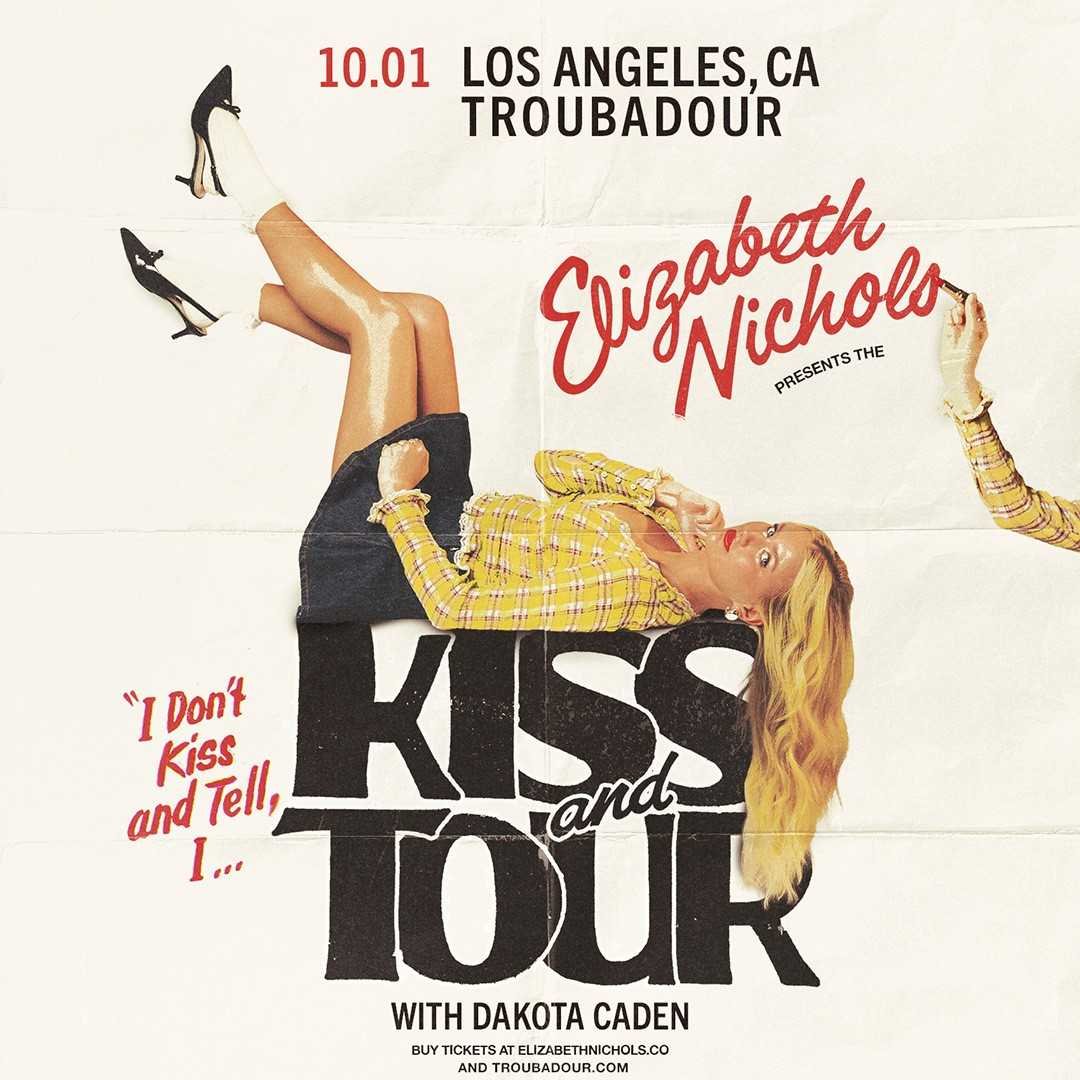 theTroubadour's tweet photo. "Little Birds" told us tonight's show is going to be amazing! Come see Elizabeth Nichols, here are the set times💋

7pm - Doors
8pm - Dakota Caden
8:45pm - Elizabeth Nichols

🎟TIX: https://t.co/ogDRgclezk https://t.co/7yiG27atgs