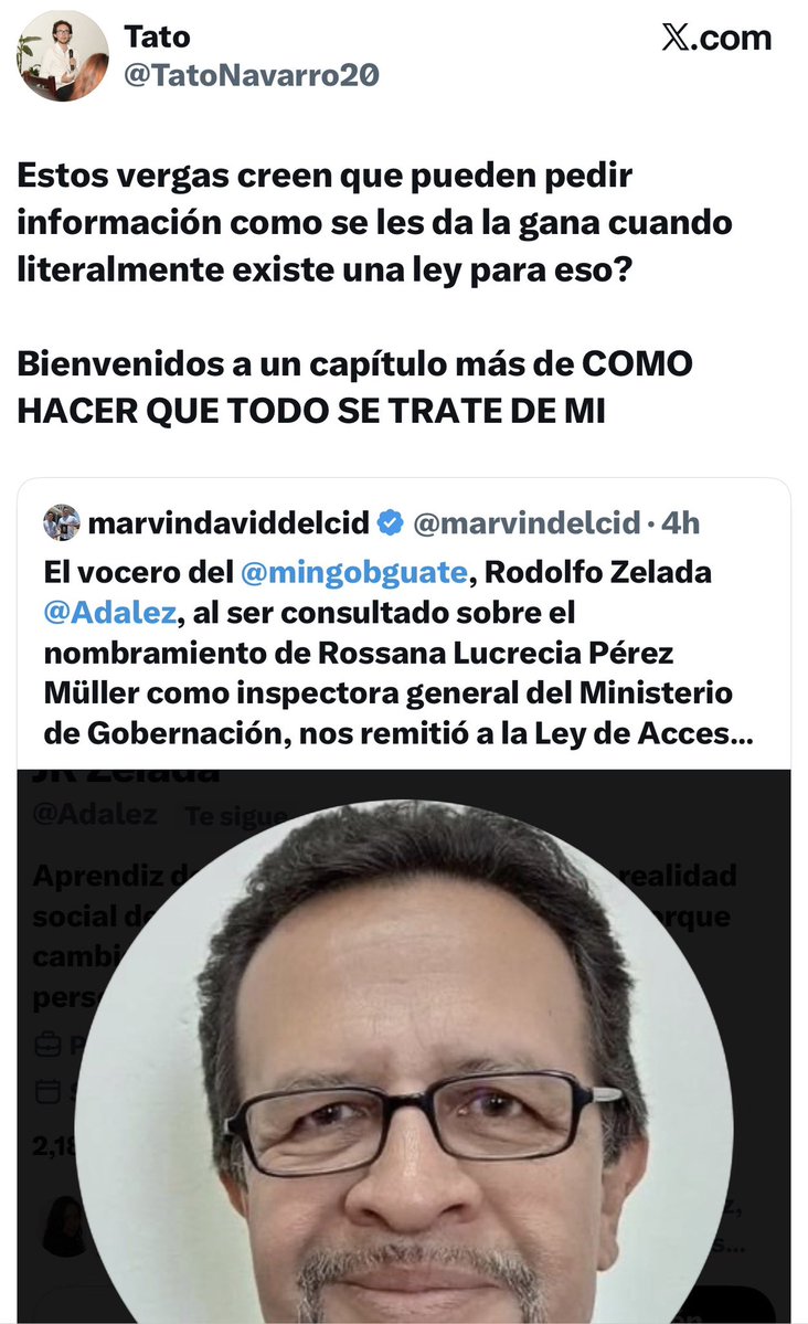 marvindelcid's tweet photo. Hay gente que no lee, no entiende o simplemente no quiere entender.

Una cosa son las declaraciones y otra muy distinta es solicitar información mediante la Ley de Acceso a la Información Pública.

Además, no es la primera vez que en @mingobguate y @GuatemalaGob nos niegan información o evaden nuestra preguntas. 

No solo demuestran ignorancia, sino que además vienen a ofender.

Si usted los conocen por favor oriéntelos, lo necesitan de forma urgente. 

¡Ayyy, mi #Guatemala!