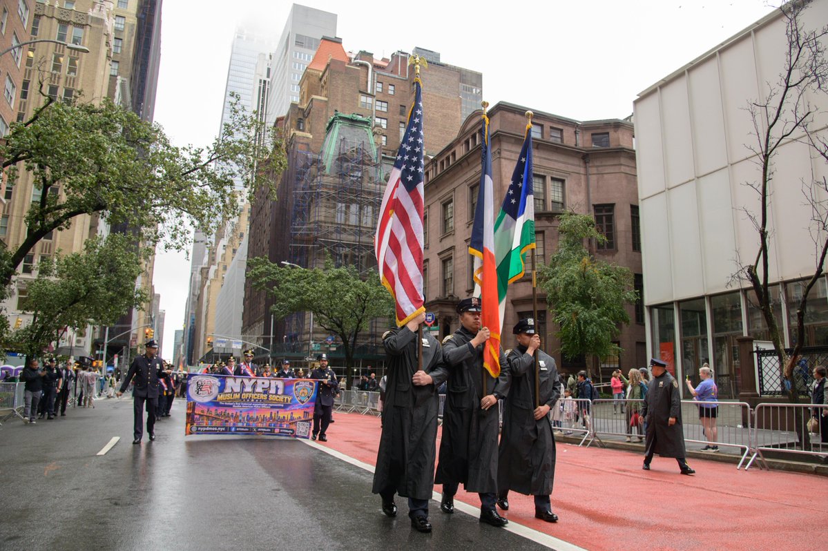 NYPDMuslim's tweet photo. The members of the NYPD Muslim Officers Society (NYPDMOS), together with our community partners, proudly marched in the Muslim Day Parade through the heart of New York City, celebrating faith, unity, and diversity.
Despite severe weather and relentless rain, our spirit and commitment remained unshaken. The challenging conditions could not dampen our enthusiasm or deter us from coming together in a powerful display of unity and community pride.
We extend our heartfelt gratitude to the NYPD Ceremonial Unit and NYPD Police Band for their outstanding support and participation, which helped make this occasion truly special.
By the grace of God, the rain subsided just in time for us to march with pride, dignity, and gratitude.
We look forward to celebrating together again next year and, God willing, under sunnier skies!
Faith, Unity, and Service.