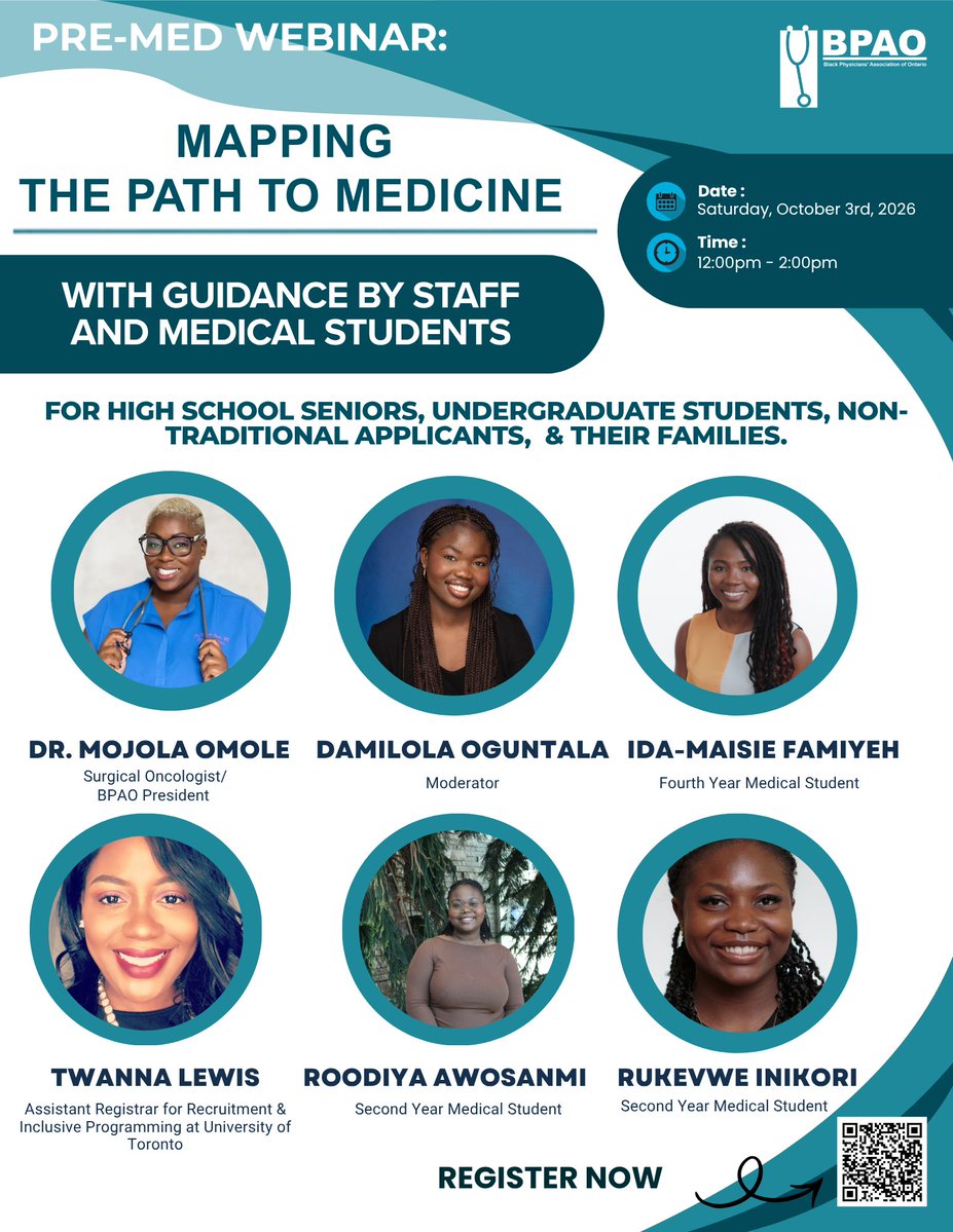 thebpao's tweet photo. Who better to ask about the path to medicine than people who have walked it? 🩺

Hear from people at different stages of the journey, from Grade 12 and undergrad students to gap-year and non-traditional applicants.

📅 Oct. 3 | 12–2 PM
💻 Zoom
🔗 https://t.co/KfmiDsJOOr https://t.co/YN8OHjuhOl