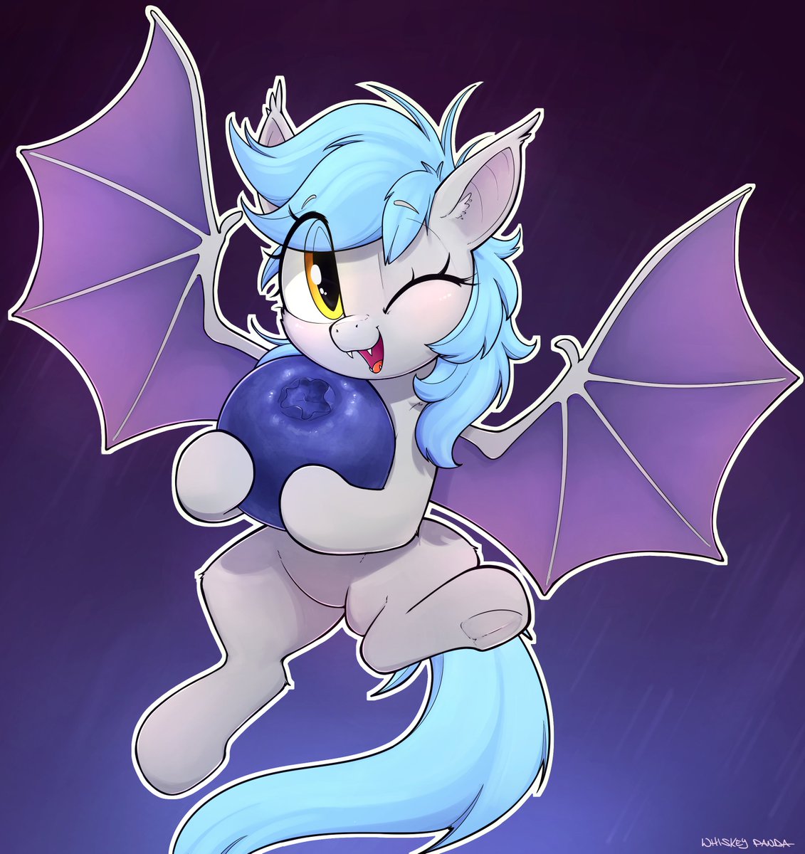 WhiskeyPanda1's tweet photo. Commission result: Blueberry Bounce the batpony for @KereJack https://t.co/sesoodyMHy