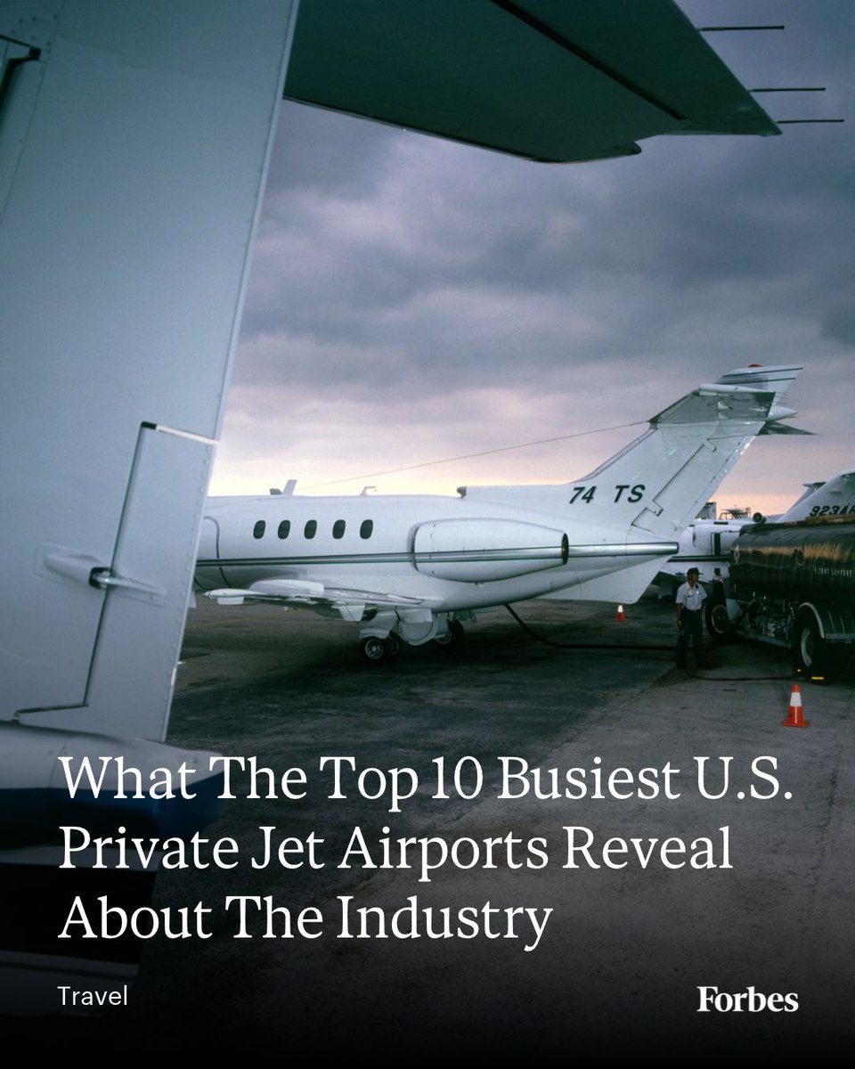 Forbes's tweet photo. The busiest private jet airports reveal where America’s wealthiest travelers are flying—and where operators are investing in new terminals, hangars and luxury services.
Read more: https://t.co/aX35qw8l9b

📷: Neal Wilson/Construction Photography/Avalon via Getty Images https://t.co/Bp8DSUoTAd