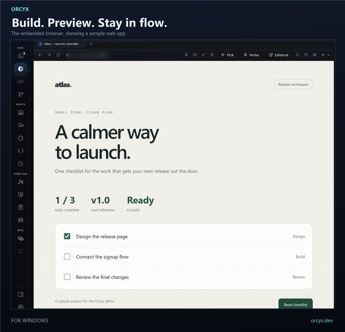 OrcyxLabs's tweet photo. What are you building with AI this week?

A landing page, a weekend project, a product feature?

Bring your coding agents into Orcyx for Windows and keep the build, preview and review workflow together.
https://t.co/W0tdQtut9z https://t.co/Ah2hBAqgVQ