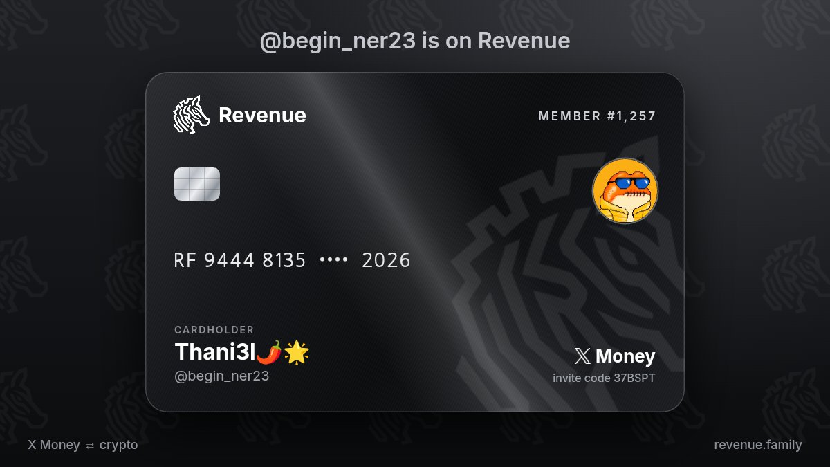 begin_ner23's tweet photo. @RevenueFamily It's live. #1,257.

Send 𝕏 Money to @RevenuePay, receive coins on Solana, Base or Tron.

Invite code: 37BSPT
https://t.co/SgG3kSRSfJ https://t.co/kwcWVpRv8H