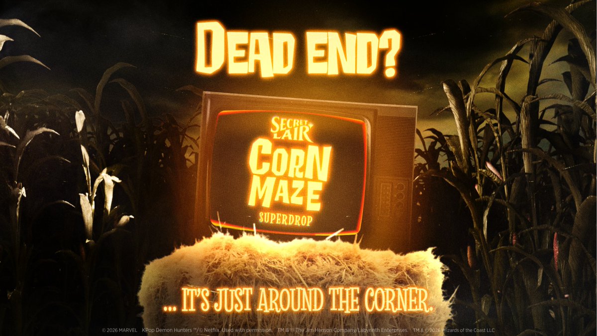 MTGSecretLair's tweet photo. Shhh… the corn whispers many secrets. Like that the Corn Maze Superdrop arrives on October 12. https://t.co/PE8GpPrIg6