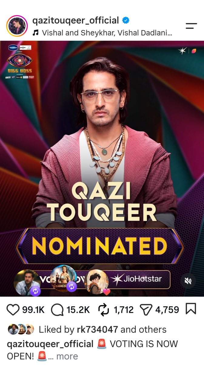 Patelsahab3zn's tweet photo. Likes are speaking. Comments are speaking. The support is LOUD. 😭🔥

Farak clearly dikh raha hai—ab voting mein bhi wahi support dikhna chahiye. 🗳️

Qazi supporters, stay consistent and keep voting for Qazi through every eligible account available. Let the numbers do the talking. 👊🔥

#QaziTouqeer #BiggBoss20 #BB20
