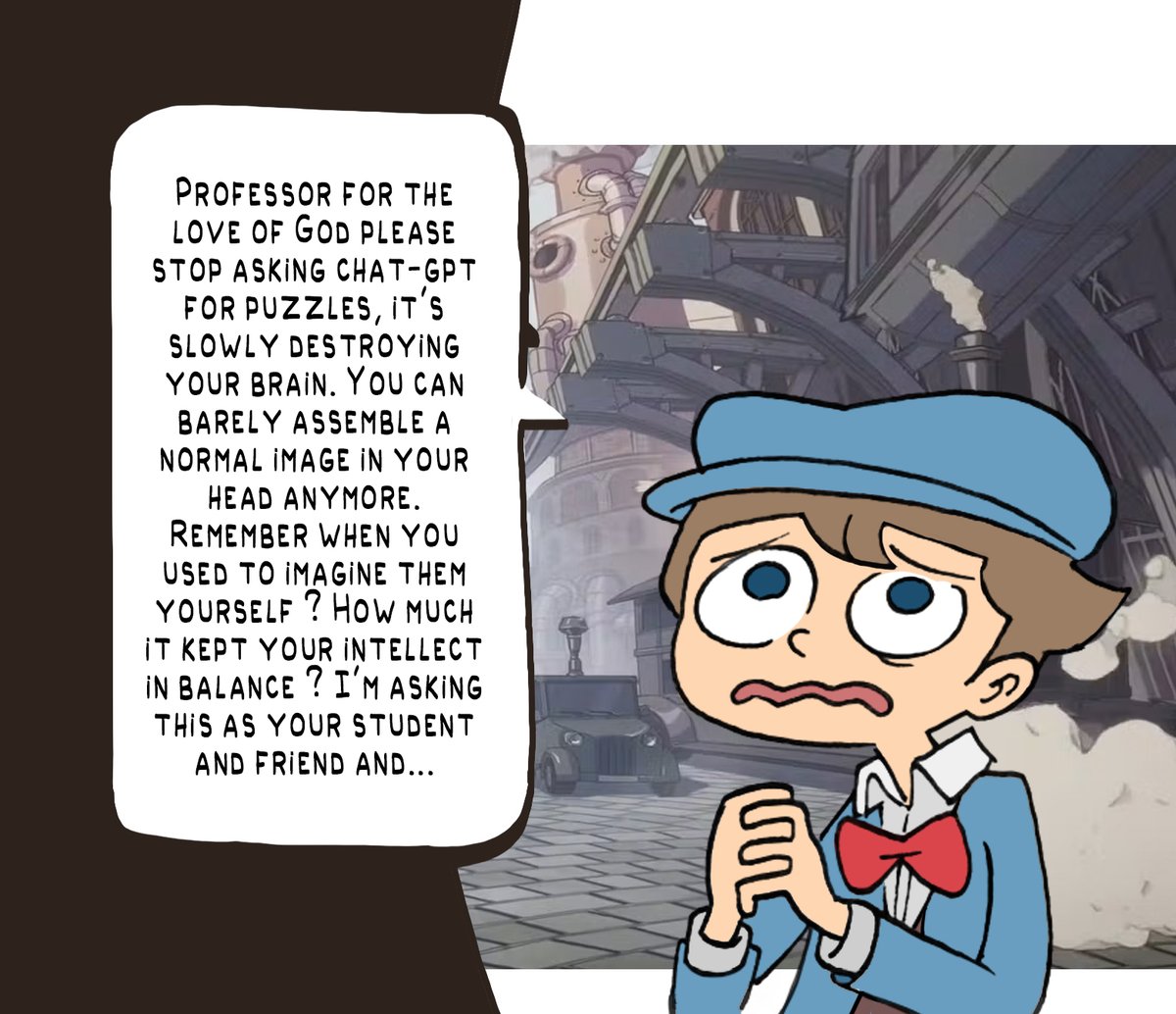 oreste_comics's tweet photo. Professor Layton and the New World of AI 🇬🇧 https://t.co/GtCSwfmCAW
