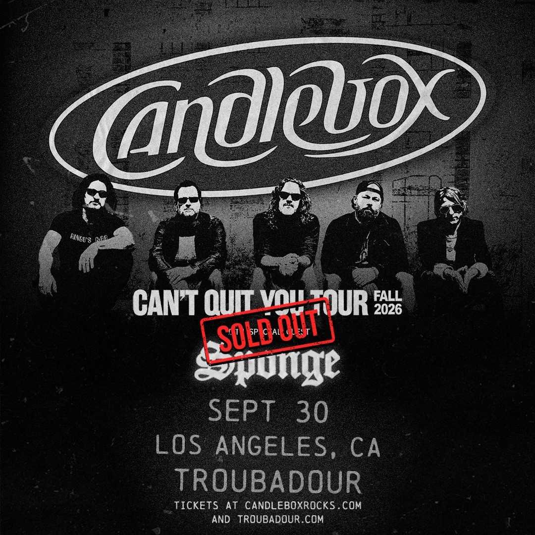 theTroubadour's tweet photo. Don't be too "Far Behind" when you come to tonight's SOLD OUT show! Candlebox set times are here🤘

7pm- Doors
8pm - Sponge
9:15pm - @candlebox https://t.co/cr7EPNy2nB