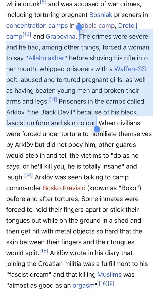 sonnysehra's tweet photo. jackie arklöv was a black liberian neo-nazi who committed war crimes in the 1990s yugoslav wars, voluntarily fighting for croatians at the age of 19. he was nicknamed “the african devil” by concentration camp survivors &amp; said that kiIIing muslims was “almost as good as an orgasm” https://t.co/vIBroOwKtu