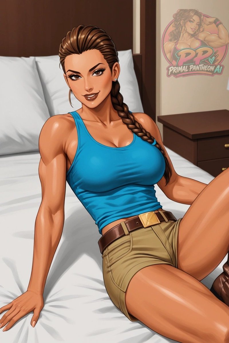 PrimalPantheon's tweet photo. Lara Croft shows off her jungle 🔥 

#LaraCroft #TombRaider #TombRaiderFanart #MuscleMommy #AIWaifus #strongwomen #musclebabes https://t.co/tbTaS1l9wh