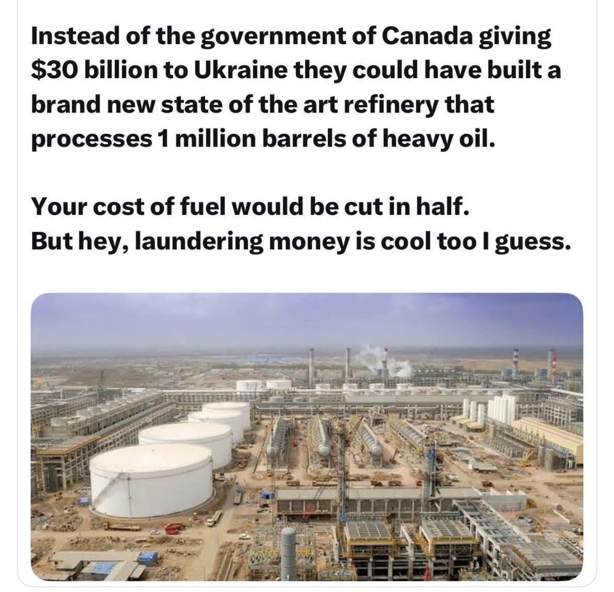 Sassygal1971's tweet photo. I'm sick to death of all the money leaving this country. It's time that we the people demand that the government puts the needs of Canadians first https://t.co/vWM4yVkX1t