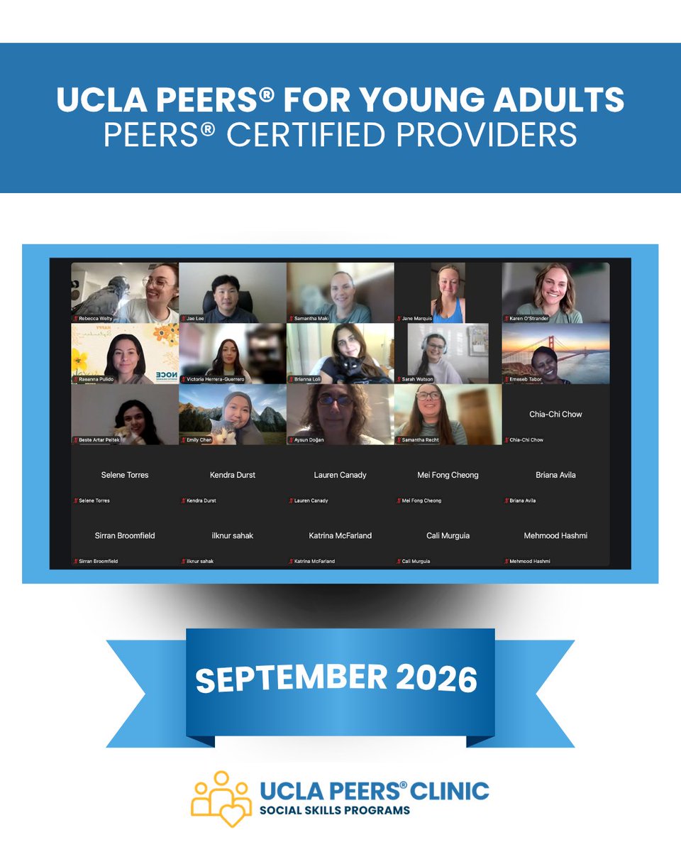 UCLAPEERS's tweet photo. Part 3! Congratulations to our newest PEERS® Certified Providers! https://t.co/OXwYaIbSuC