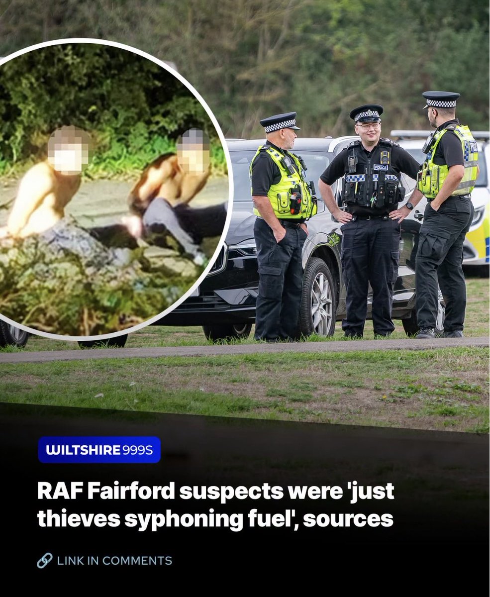 nepanthesXD's tweet photo. RAF Fairford suspects were just fuel thieves who hadn’t managed to steal any when they got caught. Hence the water barrels were empty. How embarrassing for the UK and Trumps lies are exposed AGAIN!! https://t.co/aF7pbnGZ0t