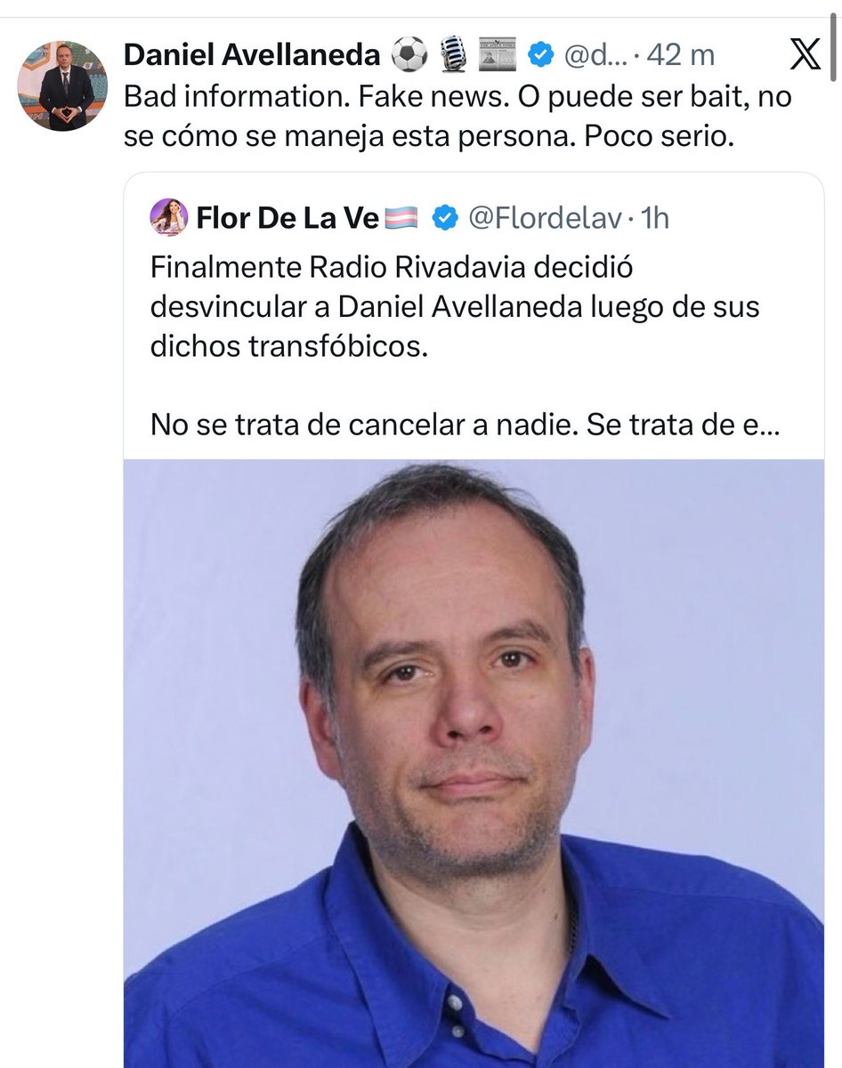 PtcRecargado's tweet photo. Ahora 🚨 
Flor de la V confirmó que habían echado a Daniel Avellaneda por sus dichos transfobicos , pero él salió a desmentirlo 
💥🔥
Que Opinas ? https://t.co/h6aDdo8wtx