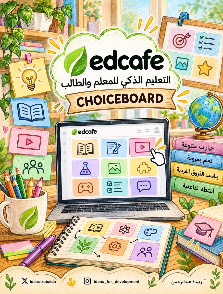 ideas_zubaida's tweet photo. 🚨 لا تجعل الذكاء الاصطناعي يشرح الدرس فقط… اجعله يبني للطالب تجربة تعليمية كاملة بصري��ا! ✨

مع Edcafe يمكن أن تتحول فكرة الدرس إلى تجربة يتعلّم فيها الطالب بالاختيار، والاستكشاف، والتدرّج، والتفاعل. 🌱

🧭 /LEARNINGPATH
مسار تعلّم بصري خطوة بخطوة.

🎯 /CHOICEBOARD
خيارات ومسارات تمنح الطالب مساحة للاختيار والتعلّم.

🌍 /COLLABORATE
مهام للبحث والاستكشاف والعمل الجماعي.

🧩 /BLENDED
شرح + أمثلة + تدريب + مراجعة في تجربة واحدة.

🔄 /FLIPPED
استكشاف المفهوم قبل الدرس تمهيدًا للتطبيق والتفاعل داخل الصف.

💡 غيّر سؤالك للذكاء الاصطناعي من:
«اشرح لي هذا الدرس»

إلى:
«ابنِ لي تجربة يتعلّم من خلالها الطالب» 🚀

هنا يبدأ الفرق بين استخدام الذكاء الاصطناعي لعرض المحتوى وبين توظيفه لتصميم تجربة تعلّم.

فكرة الاختصارات مع المبدع@SULTAN__22__ 
#Edcafe #الذكاء_الاصطناعي #الذكاء_الاصطناعي_في_التعليم #التعليم_الذكي #تقنيات_التعليم #تكنولوجيا_التعليم #التصميم_التعليمي #المعلم_الرقمي #المعلم_المبدع #استراتيجيات_التدريس #التعلم_التفاعلي #AIinEducation #EdTech #InstructionalDesign 
@edcafeai_mena