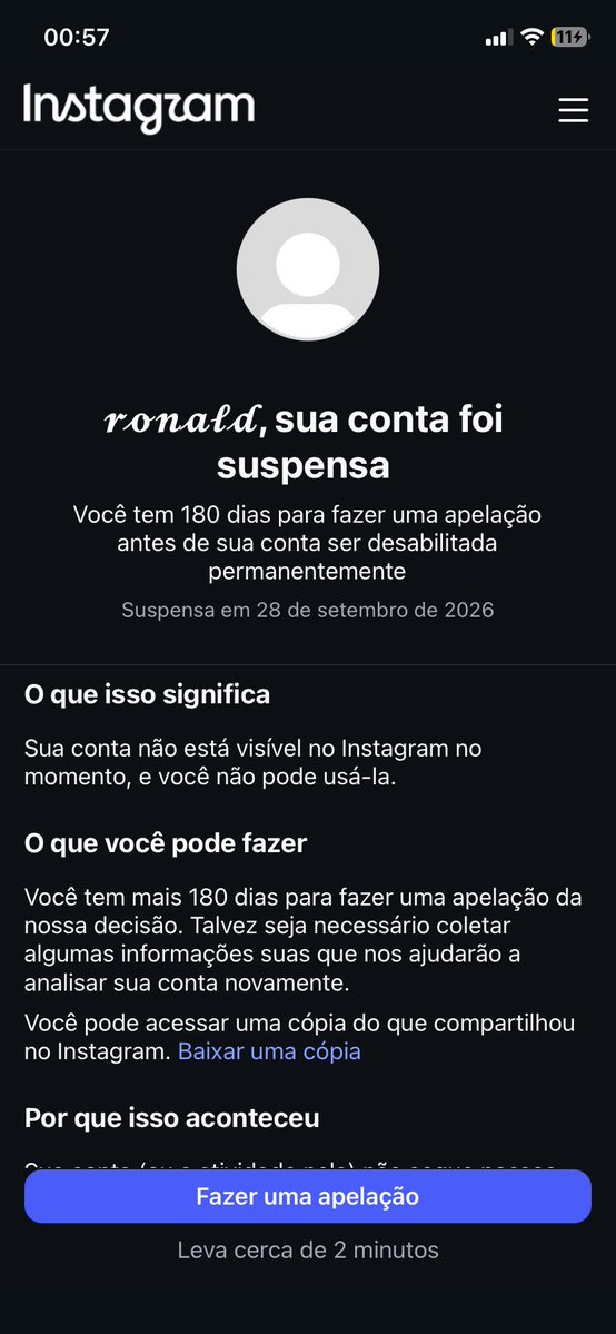 roonqlcd's tweet photo. insta fica com tiracao com a minha cara, recuperei ontem e eu ja levei ban?? ÓDIO! https://t.co/bm9emR2qh3
