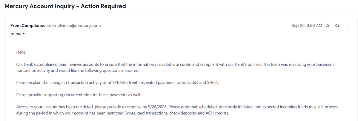 vertalinksol's tweet photo. Our Mercury account was closed after legitimate business transactions with @GoDaddy and @SHEIN_Official. My remaining $2,513.62 was sent by paper check. I’m a non-resident founder outside the U.S. How can I deposit or cash this check? @mercury @immad Please help. https://t.co/mLvhCZ9tXr
