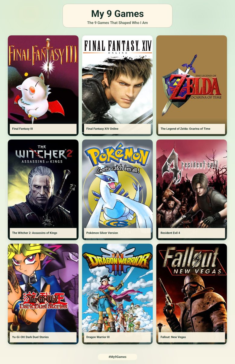 cinderpixel's tweet photo. 9 games that shaped who I am

(There's more than 9 but lets follow the prompt) https://t.co/6fpIv9FpY5