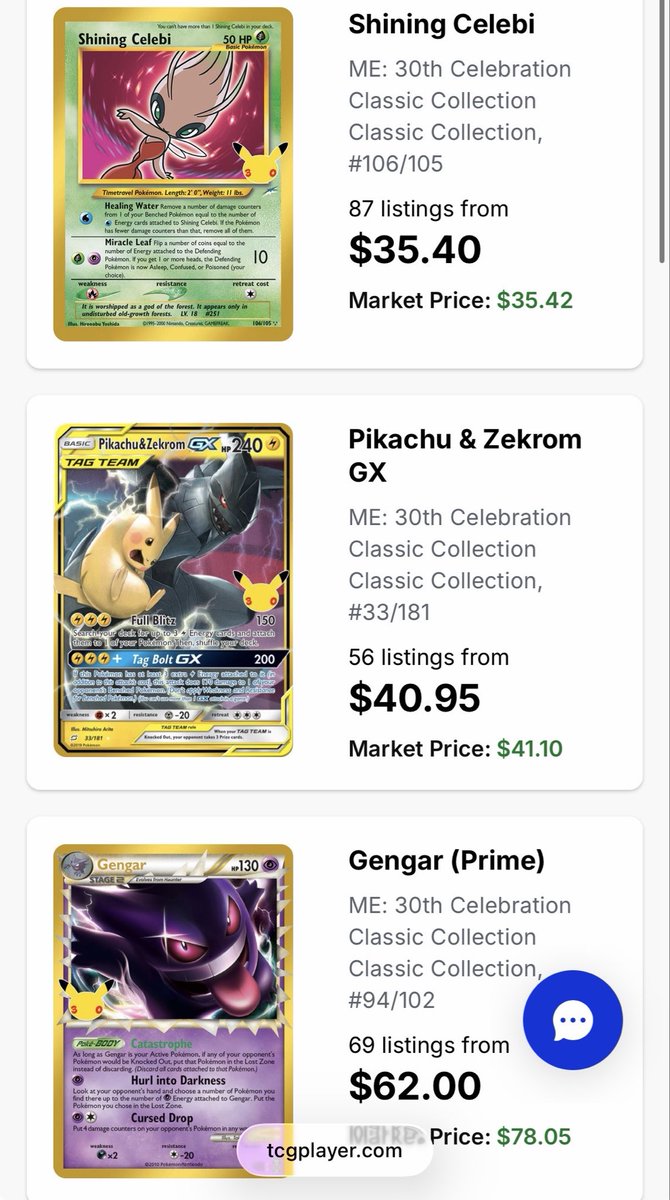 totodile_king's tweet photo. Call me a grade A hater, but there is no way these 30th Anniversary Classic Collection cards stay this high.

I guarantee they fall 50% by Christmas. 

Bookmark it. https://t.co/CmURG0nSsE