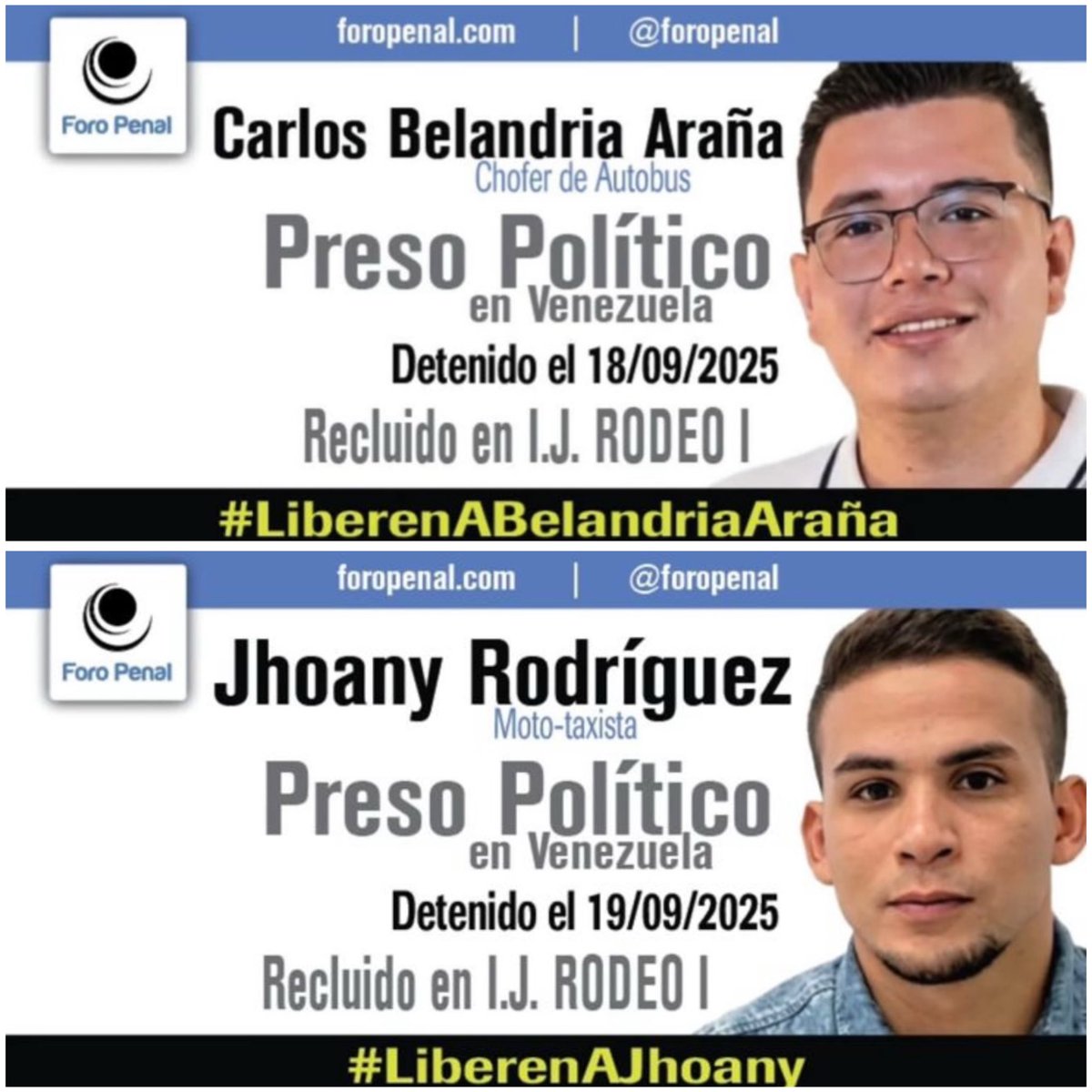 RodriguezAranaJ's tweet photo. #URGENTE SALUD COMPROMETIDA

Mi Primo Carlos Belandria Araña está extremadamente delicado de salud, tiene más de dos meses sangrando por el recto y con gastritis. Se han llevado informes médicos, exámenes, denuncias, peticiones y aún así están ignorando el caso.

Lo han tenido que sacar dos veces al hospital de lo delicado que está. De igual manera mi hermano Jhoany Rodríguez también sigue detenido y de las torturas le sacaron dos dientes.

Estoy respetando el proceso que se está llevando a cabo y solo me he dedicado a exigir la libertad de los presos políticos, pero no jueguen con la vida de un familiar mío. 

Mi familiar está extremadamente grave que hasta los mismos custodios y otras instituciones están recomendando que deje salir antes de que sea tarde. Atiendan la urgencia de salud.