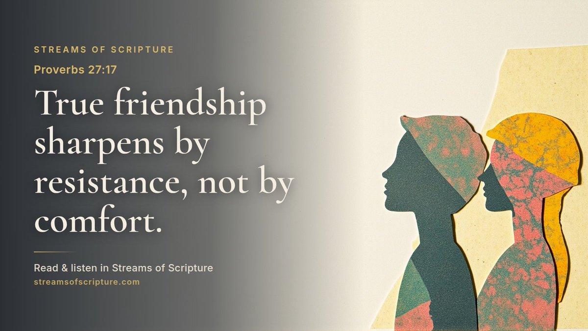 StreamScripture's tweet photo. What does it actually mean that iron sharpens iron? In the ancient world, two pieces of metal were struck or rubbed together so that each blade's edge was honed by the resistance of the other, which is why the proverb pairs the…

Read &amp; listen link below ↓

#Proverbs27 #Genuine https://t.co/ZqqG7hfUXJ