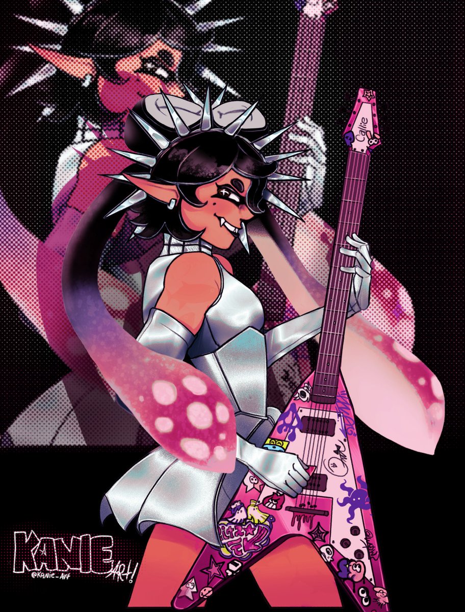 Kanie_art's tweet photo. Callie doing a guitar solo at the Grand Festival 
#Splatoon https://t.co/Bc4c5HoGIy
