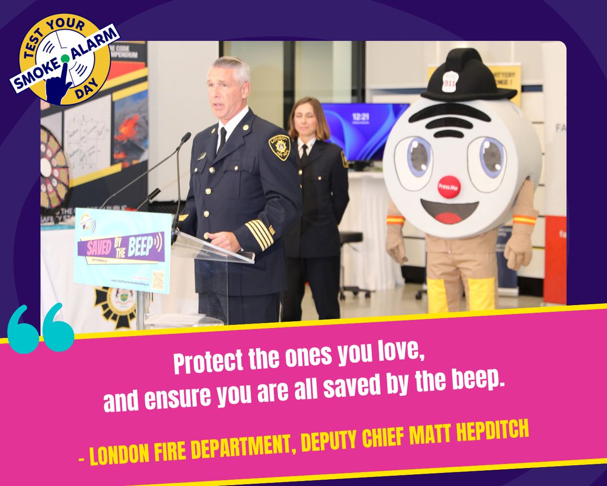 ONFireMarshal's tweet photo. Smoke alarms save lives, but only if they're working. 🚨

Today, we launched the fourth annual Test Your Smoke Alarm Day at Fanshawe College, bringing together fire safety leaders, community partners and students to share a simple but critical message: working smoke alarms save lives.

As part of the event, we connected with post-secondary students, many of whom are living away from home for the first time, to highlight the importance of knowing their fire safety responsibilities and ensuring their smoke alarms are working.

Swipe through for key quotes and takeaways from today's speakers. ➡️

Then take a minute to test your smoke alarms, check your batteries and make sure your household is protected.

#TestYourSmokeAlarmDay #SavedByTheBeep