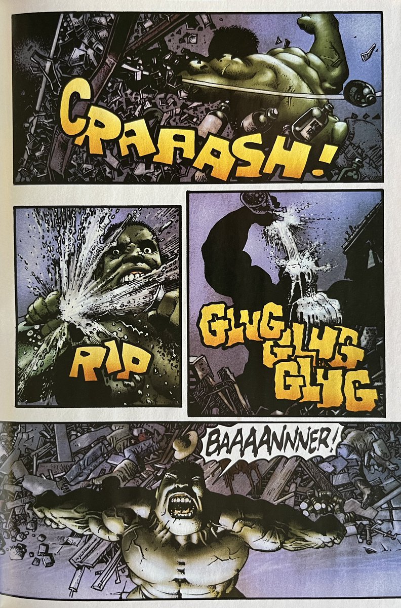 PowerCosmic13_'s tweet photo. A couple pages from BANNER #3 by #BrianAzzarello and #RichardCorben. Similar to my posts on the first two issues, but man, I can look at Corben’s hulk smashing all day long! https://t.co/wqPdZFCwpE