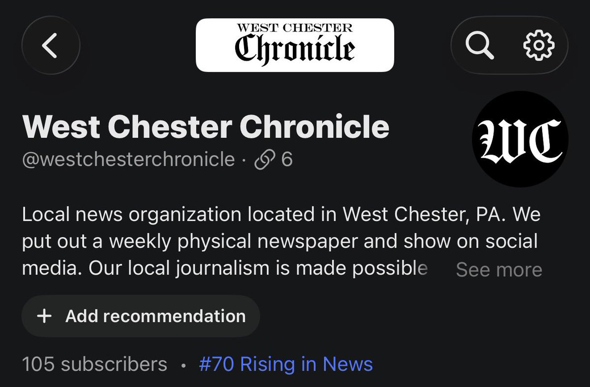 wcchronicle's tweet photo. Today we are #70 on the top news creators on Substack! Thank you to everyone that reads our news, our local journalism is made possible by the support from neighbors like you! https://t.co/41e6SN28q7