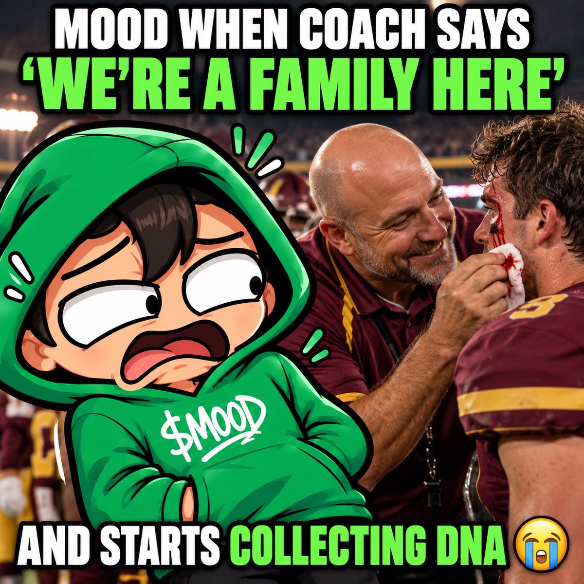 itsmoodcoin's tweet photo. MOOD when coach says “blood, sweat and tears” and takes it way too literally 😭

$MOOD https://t.co/xNBXjaRROK