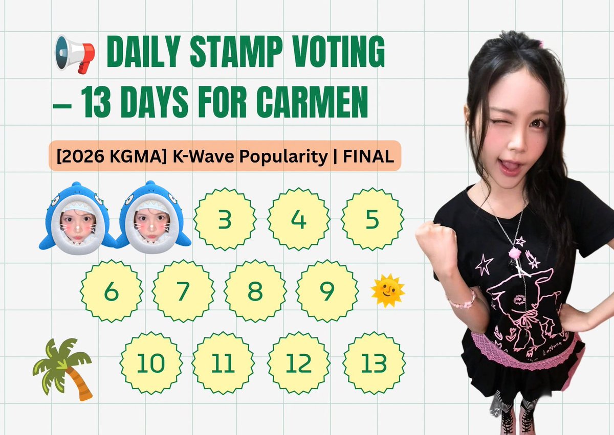 lemenmeng's tweet photo. DAY-2 DAILY STAMP VOTING FOR #CARMEN 🌴 https://t.co/4TkJBXx4xJ