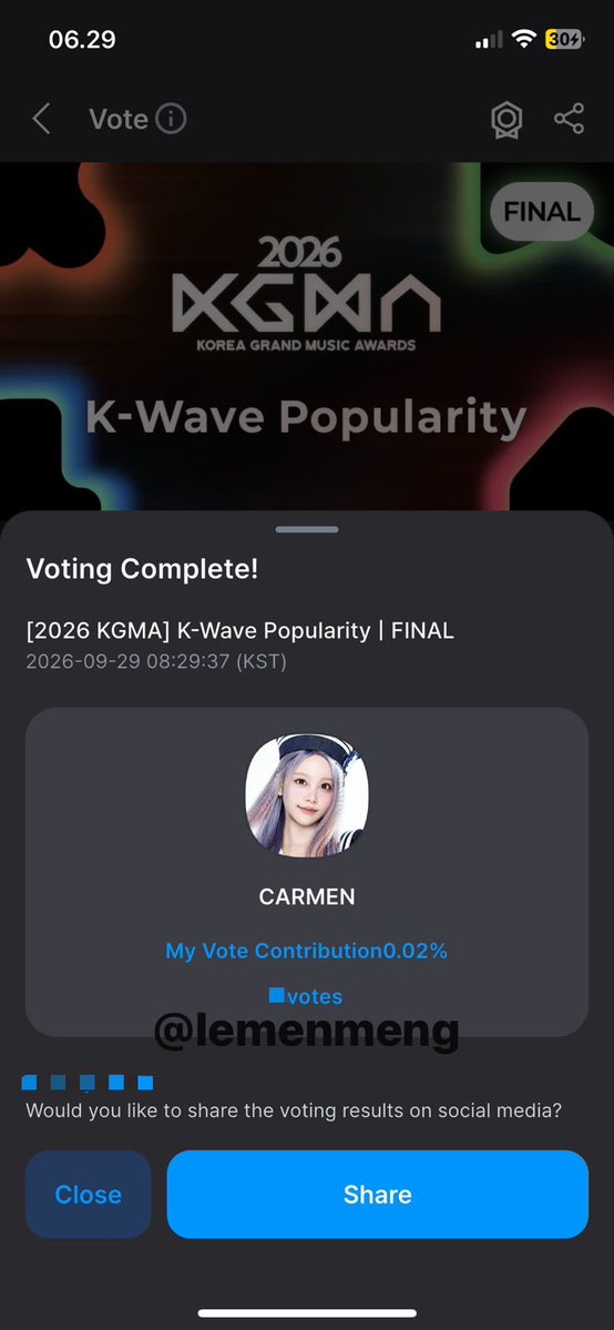 lemenmeng's tweet photo. DAY-2 DAILY STAMP VOTING FOR #CARMEN 🌴 https://t.co/4TkJBXx4xJ