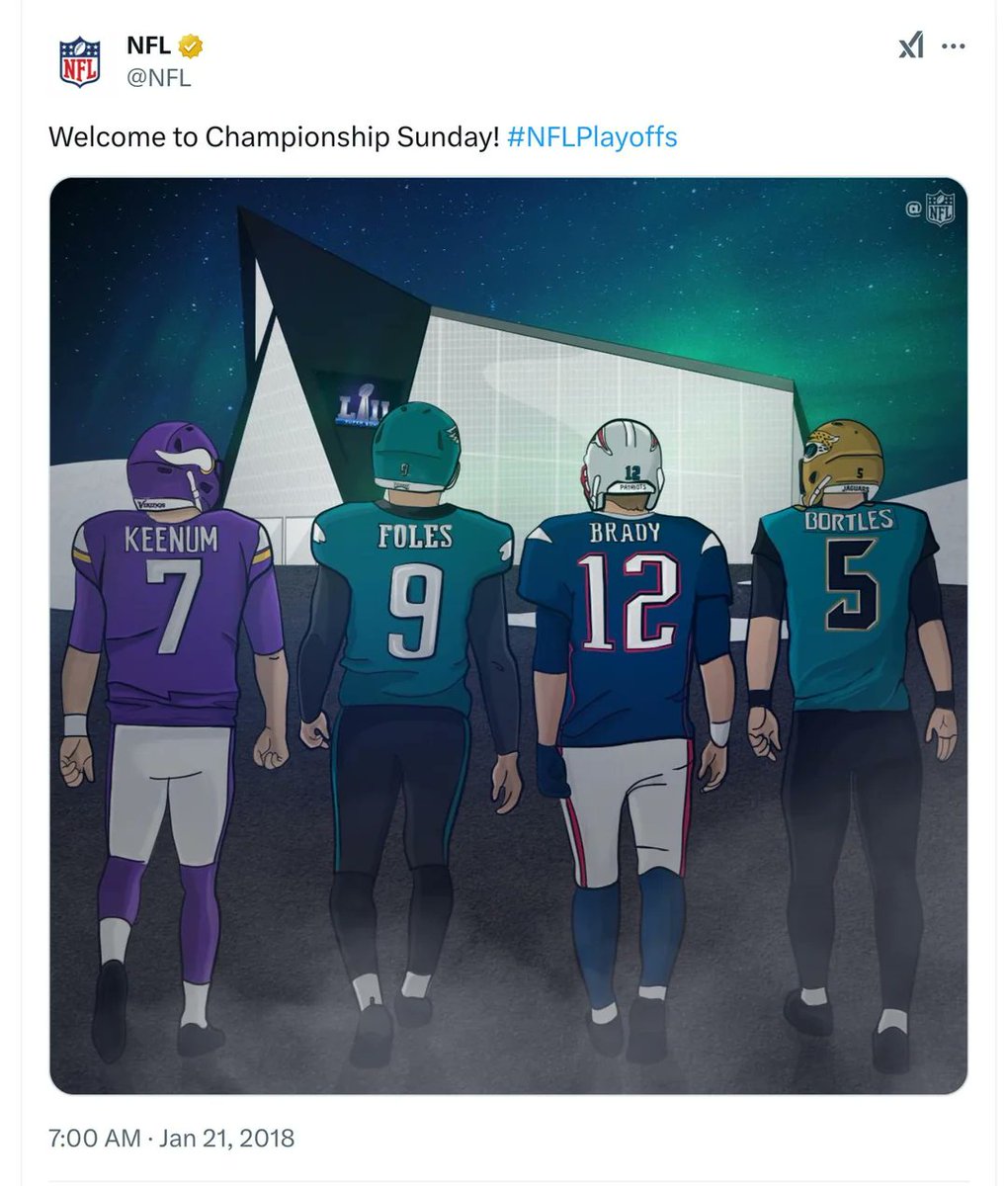 rodger's tweet photo. sorry it's impossible for me to see Case Keenum without thinking of the drawing the NFL tweeted on the day of the 2018 conference championships https://t.co/2dGxtW39im